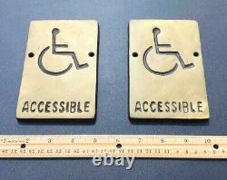 Lot Of 2! Old Wheelchair Accessible Vintage Signs? Antique? Rare Bronze Sign