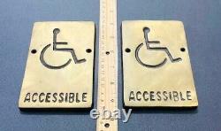 Lot Of 2! Old Wheelchair Accessible Vintage Signs? Antique? Rare Bronze Sign