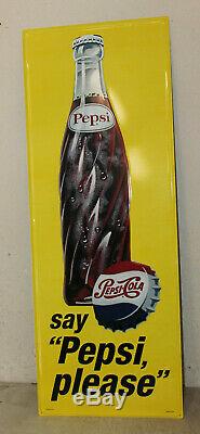 Lot of 2 Pepsi Cola Bottle Signs Vintage Style Embossed Large 48 x 18 Store