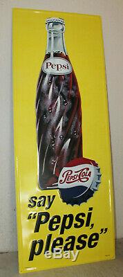 Lot of 2 Pepsi Cola Bottle Signs Vintage Style Embossed Large 48 x 18 Store