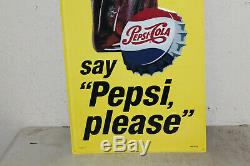 Lot of 2 Pepsi Cola Bottle Signs Vintage Style Embossed Large 48 x 18 Store