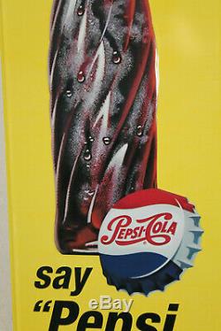 Lot of 2 Pepsi Cola Bottle Signs Vintage Style Embossed Large 48 x 18 Store