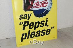 Lot of 2 Pepsi Cola Bottle Signs Vintage Style Embossed Large 48 x 18 Store