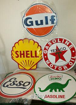 Lot of 5 24 Gulf Texaco Sinclair Gas Station Signs