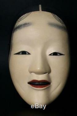 MSK72 Japanese old wooden shakumi (Female) Noh Mask signed #Fukai Okame koomote