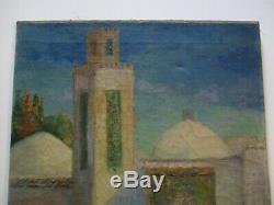 Mary Wicker Painting Antique Orientalism Church Icon Street Scene Landscape Old