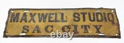 Metal Sign Antique Vintage Old MAXWELL PHOTO STUDIO SAC CITY, IOWA 1800s RARE