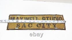 Metal Sign Antique Vintage Old MAXWELL PHOTO STUDIO SAC CITY, IOWA 1800s RARE