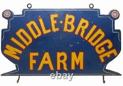 Middle Bridge Farm, Ky Early 20th C Vint 2-sided Hnd Pntd/cut-out Wdn Advrt Sign