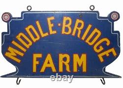 Middle Bridge Farm, Ky Early 20th C Vint 2-sided Hnd Pntd/cut-out Wdn Advrt Sign