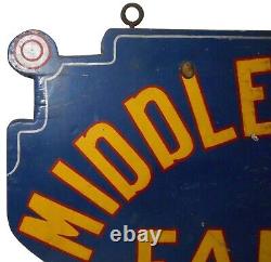 Middle Bridge Farm, Ky Early 20th C Vint 2-sided Hnd Pntd/cut-out Wdn Advrt Sign