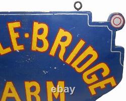 Middle Bridge Farm, Ky Early 20th C Vint 2-sided Hnd Pntd/cut-out Wdn Advrt Sign