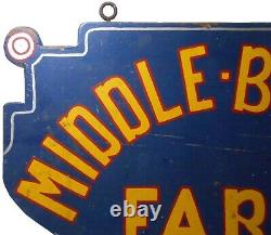 Middle Bridge Farm, Ky Early 20th C Vint 2-sided Hnd Pntd/cut-out Wdn Advrt Sign