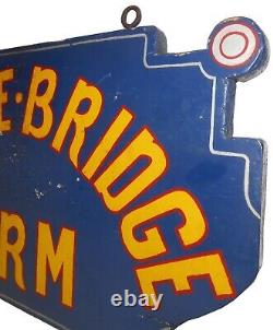 Middle Bridge Farm, Ky Early 20th C Vint 2-sided Hnd Pntd/cut-out Wdn Advrt Sign