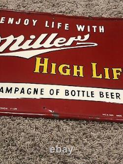 Miller Beer Sign 1950s Metal Sign Advertising Old Antique Beer High Life