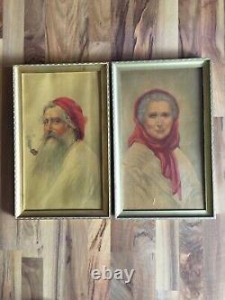 Mr and Mrs Claus Old Couple Elderly M & B Inc. NY 17.5x11.5 Signed Prints
