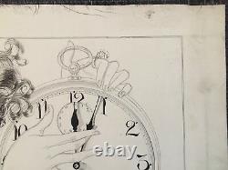 NELL BRINKLEY ORIG Vintage Pen Ink Illust Old Man Time NY JOURNAL 29 New Year