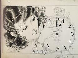 NELL BRINKLEY ORIG Vintage Pen Ink Illust Old Man Time NY JOURNAL 29 New Year