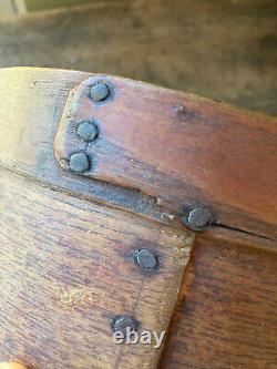 NICE! Antique EARLY 1800s Pantry Bentwood Box Original Red Paint OLD Nails