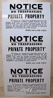NO TRESPASSING HUNTING FISHING BERRY PICKING Old Uncut 3x Sign PRIVATE PROPERTY