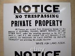 NO TRESPASSING HUNTING FISHING BERRY PICKING Old Uncut 3x Sign PRIVATE PROPERTY