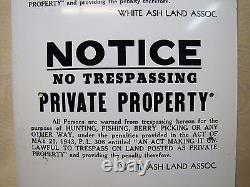 NO TRESPASSING HUNTING FISHING BERRY PICKING Old Uncut 3x Sign PRIVATE PROPERTY