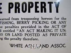 NO TRESPASSING HUNTING FISHING BERRY PICKING Old Uncut 3x Sign PRIVATE PROPERTY