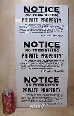 NO TRESPASSING HUNTING FISHING BERRY PICKING Old Uncut 3x Sign PRIVATE PROPERTY