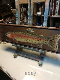 Native trout fish art / old wood /signed by artist Bryce Lund art / wild trout