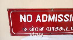 No Admission Office Antique Vintage Old Advt Tin Enamel Porcelain Sign Board G97