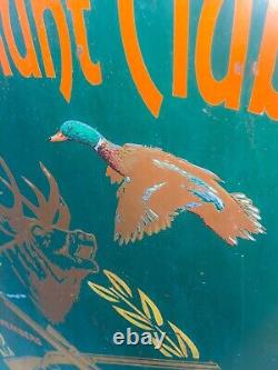 OLD 1940-50s LARGE METAL HUNTING SIGN CEDAR HILL HUNT CLUB BEAVER DAM WISCONSIN