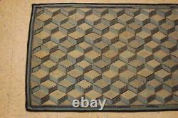 OLD, ANTIQUE AMERICAN SIGNED HOOKED RUG 2.11x2.11 DIFFERENT MATERIAL USED TO HOOK