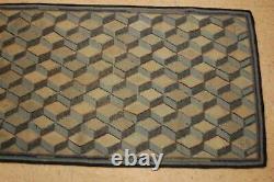 OLD, ANTIQUE AMERICAN SIGNED HOOKED RUG 2.11x2.11 DIFFERENT MATERIAL USED TO HOOK