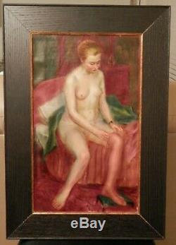 OLD ANTIQUe Listed Artist Fine ARt NUDE OIL PAINTING Ashcan School Style artwork