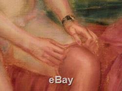 OLD ANTIQUe Listed Artist Fine ARt NUDE OIL PAINTING Ashcan School Style artwork