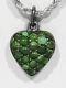 Old Antique 1890s Signed German Natural Green Turquoise 800 Silver Heart Pendant