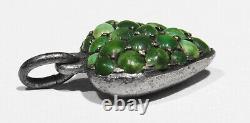 OLD Antique 1890s SIGNED German Natural Green Turquoise 800 Silver Heart Pendant