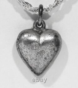 OLD Antique 1890s SIGNED German Natural Green Turquoise 800 Silver Heart Pendant