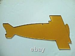 OLD Antique Biplane Metal Sign Hartmans Store Die Cut 1910 Airplane Stop Unusual