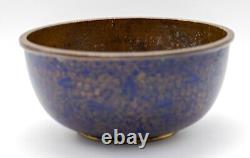 OLD Chinese Bowl Cloisonne Blue & Gold Marked Flower Late Qing 19th C