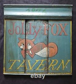 OLD ENGLISH JOLLY FOX VINTAGE HAND PAINTED Solid Wood Tavern Sign 23