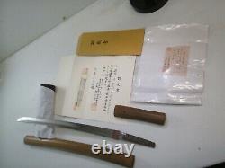 OLD JAPANESE SAMURAI wakisashi SWORD IN SHIRSAYA SIGNED WITH NBTHK PAPERS MINTY
