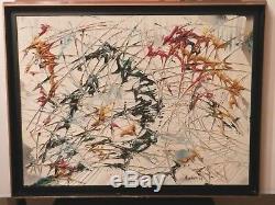 OLD Listed Artist ABSTRACT Fine Art OIL PAINTING original MId Century artwork $$