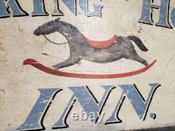OLD PAINTED WOODEN TRADE SIGN -Rocking Horse Inn Hotel Sign