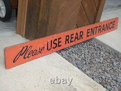 OLD VINTAGE 1950s ORIGINAL USE REAR ENTRANCE WOOD STORE SIGN INDUSTRIAL ANTIQUE