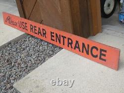 OLD VINTAGE 1950s ORIGINAL USE REAR ENTRANCE WOOD STORE SIGN INDUSTRIAL ANTIQUE