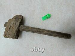 OLD VTG ANTIQUE PRIMITIVE WOOD MALLET HAMMER TOOL CARPENTRY 18th