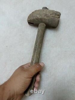 OLD VTG ANTIQUE PRIMITIVE WOOD MALLET HAMMER TOOL CARPENTRY 18th