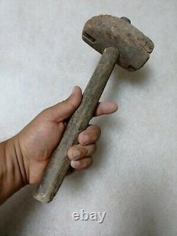 OLD VTG ANTIQUE PRIMITIVE WOOD MALLET HAMMER TOOL CARPENTRY 18th