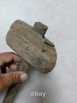 OLD VTG ANTIQUE PRIMITIVE WOOD MALLET HAMMER TOOL CARPENTRY 18th